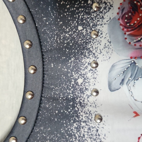 NWOT! Skull stud & diamond stretch top goth - Picture 6 of 11